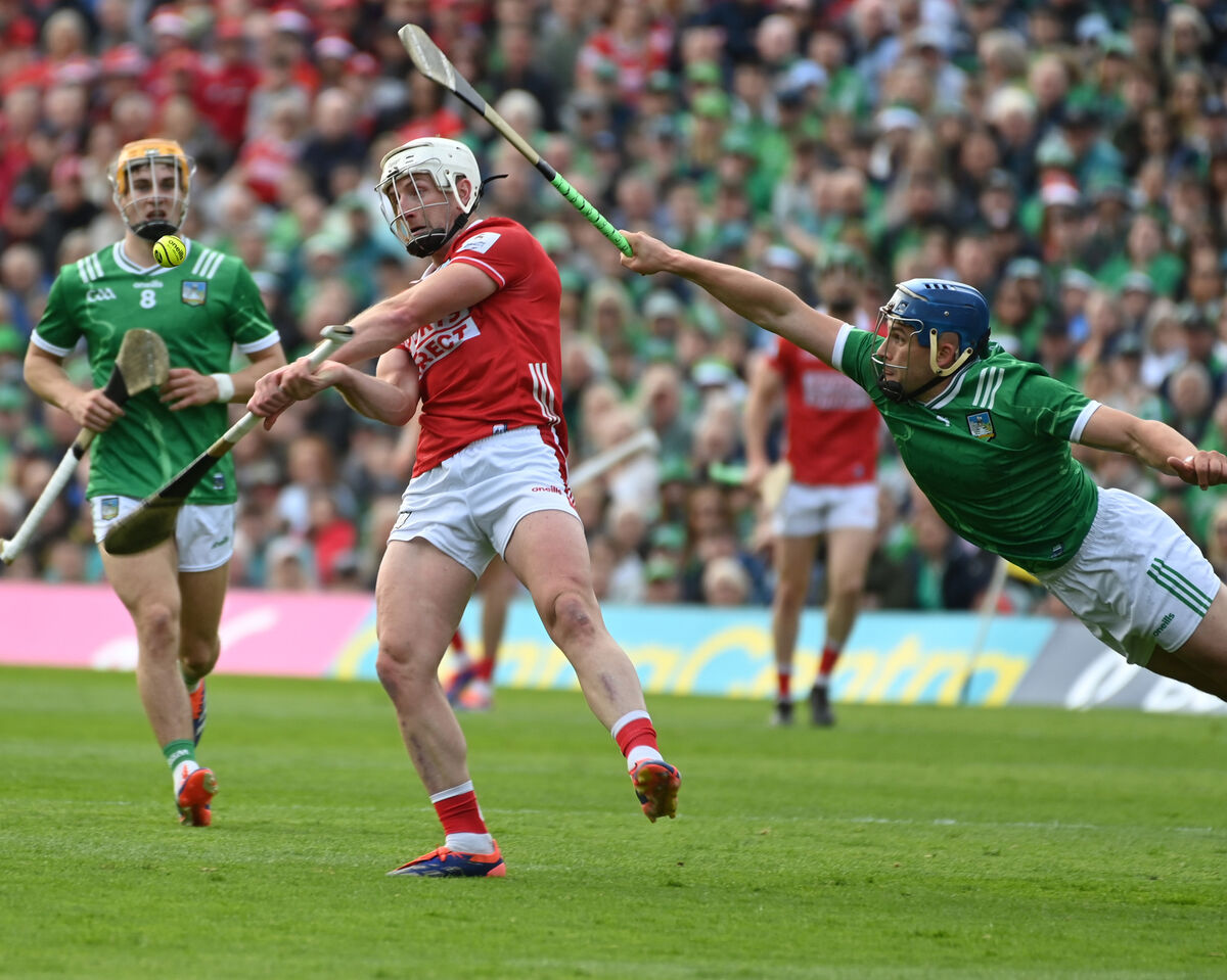 Cork's Patrick Horgan gets a shot away as Mike Casey of Limerick tries to block him down during Saturday's Munster SHC final at TUS Gaelic Grounds, Limerick. Picture: Eddie O'Hare Cork's Patrick Horgan gets a shot away as Mike Casey of Limerick tries to block him down during Saturday's Munster SHC final at TUS Gaelic Grounds, Limerick. Picture: Eddie O'Hare