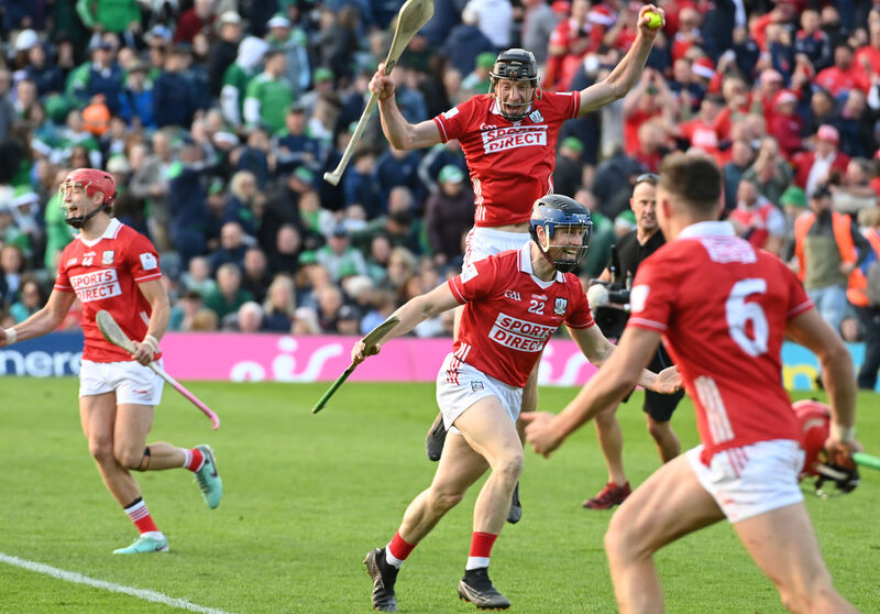 Alan Connolly, Eoin Downey and Conor Lehane celebrate after the penalty shootout win. Picture: Eddie O'Hare