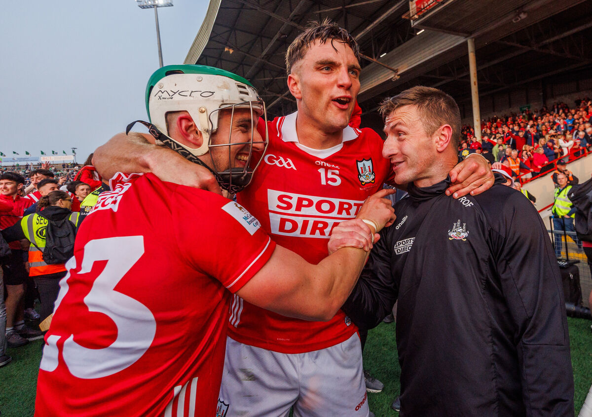 Cork’s Shane Kingston, Brian Hayes and Patrick Horgan celebrate beating Limerick. Picture: INPHO/James Crombie Cork’s Shane Kingston, Brian Hayes and Patrick Horgan celebrate beating Limerick. Picture: INPHO/James Crombie