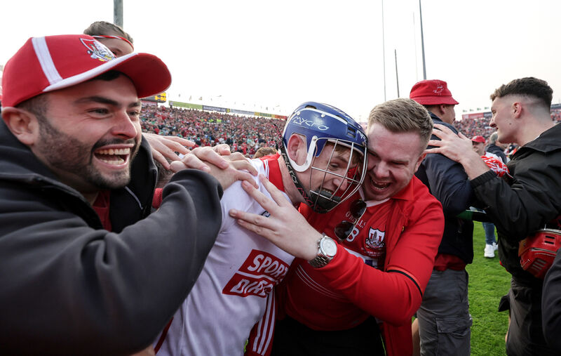 Cork supporters congratulate Patrick Collins. Picture: Inpho/Laszlo Geczo