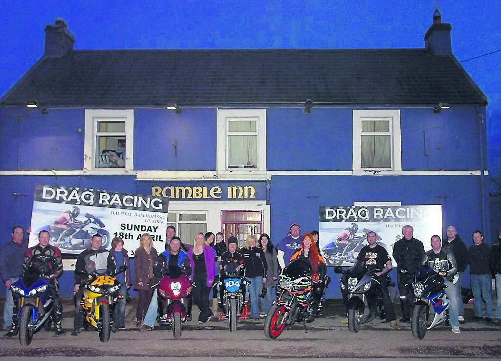 Members of the West Cork Motorcycle Club outside the Ramble Inn in Halfway, Ballinhassig, in 2010