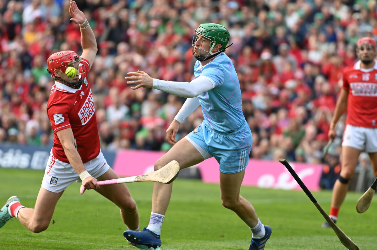 Limerick goalkeeper Nickie Quaid gets the sliotar away from Cork's Alan Connolly. Picture: Eddie O'Hare