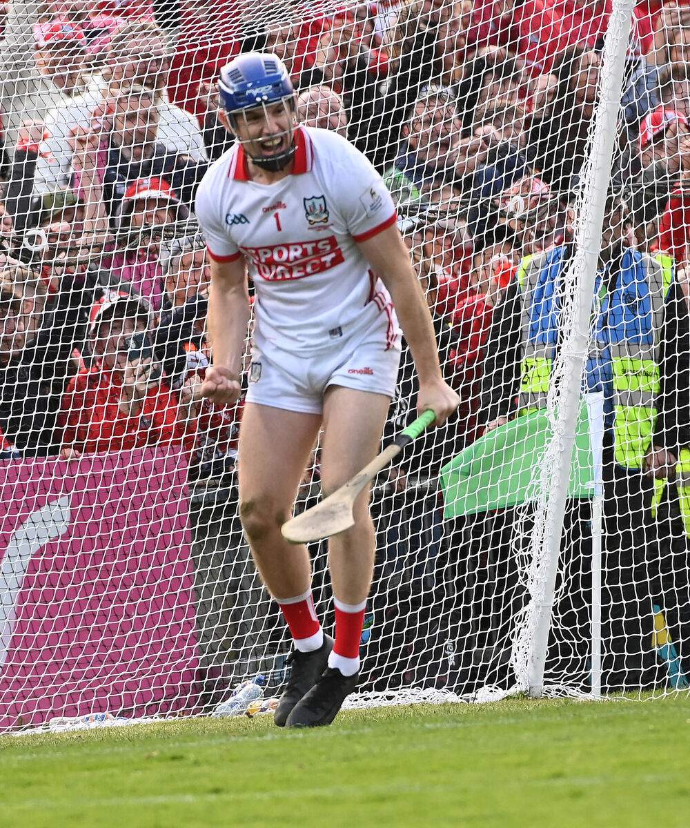 Patrick Collins celebrates his penalty save against Limerick. Picture: Eddie O'Hare Patrick Collins celebrates his penalty save against Limerick. Picture: Eddie O'Hare