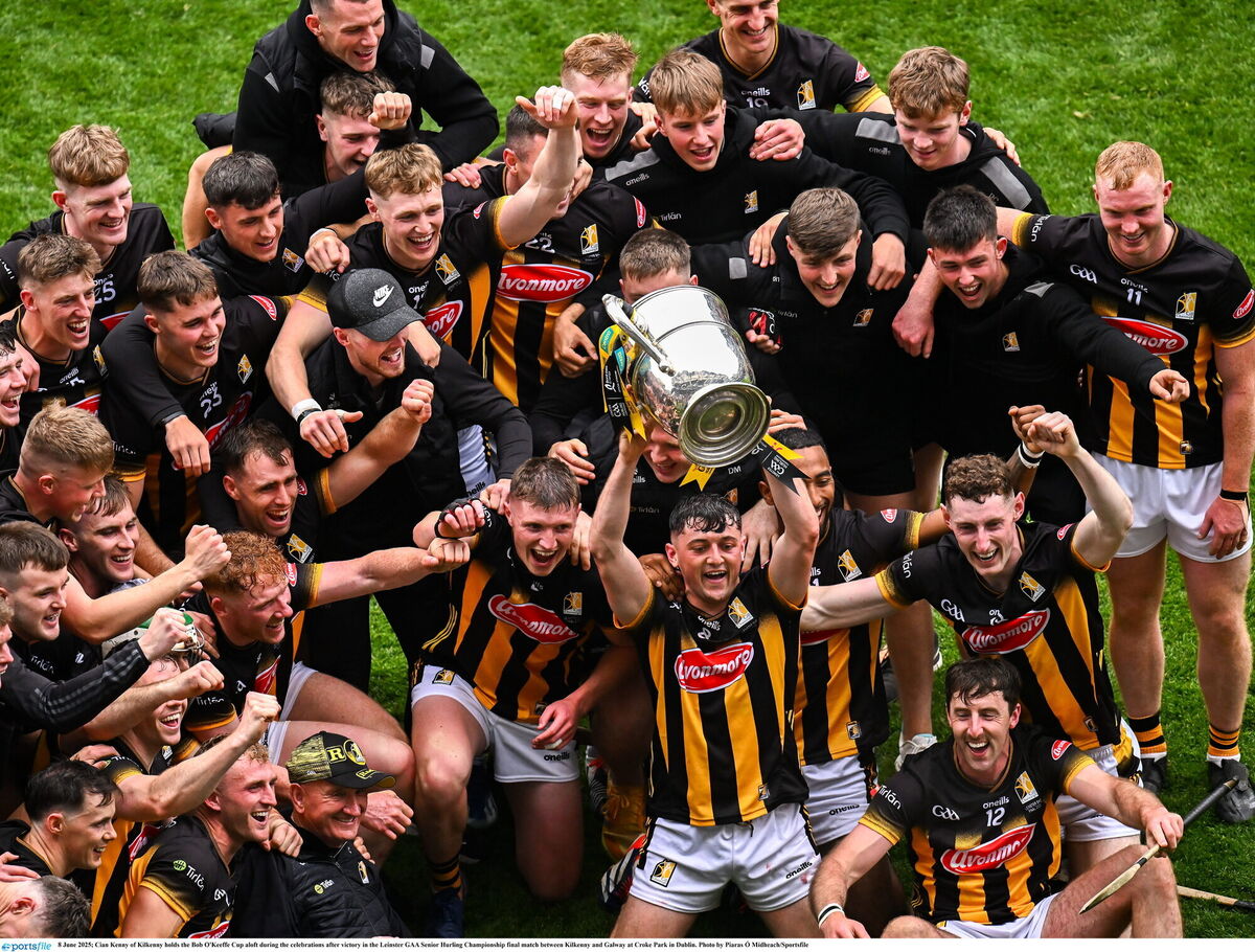 Cian Kenny of Kilkenny holds the Bob O'Keeffe Cup aloft during the celebrations after victory in the Leinster GAA Senior Hurling Championship final match between Kilkenny and Galway at Croke Park in Dublin. Picture: Piaras Ó Mídheach/Sportsfile Cian Kenny of Kilkenny holds the Bob O'Keeffe Cup aloft during the celebrations after victory in the Leinster GAA Senior Hurling Championship final match between Kilkenny and Galway at Croke Park in Dublin. Picture: Piaras Ó Mídheach/Sportsfile