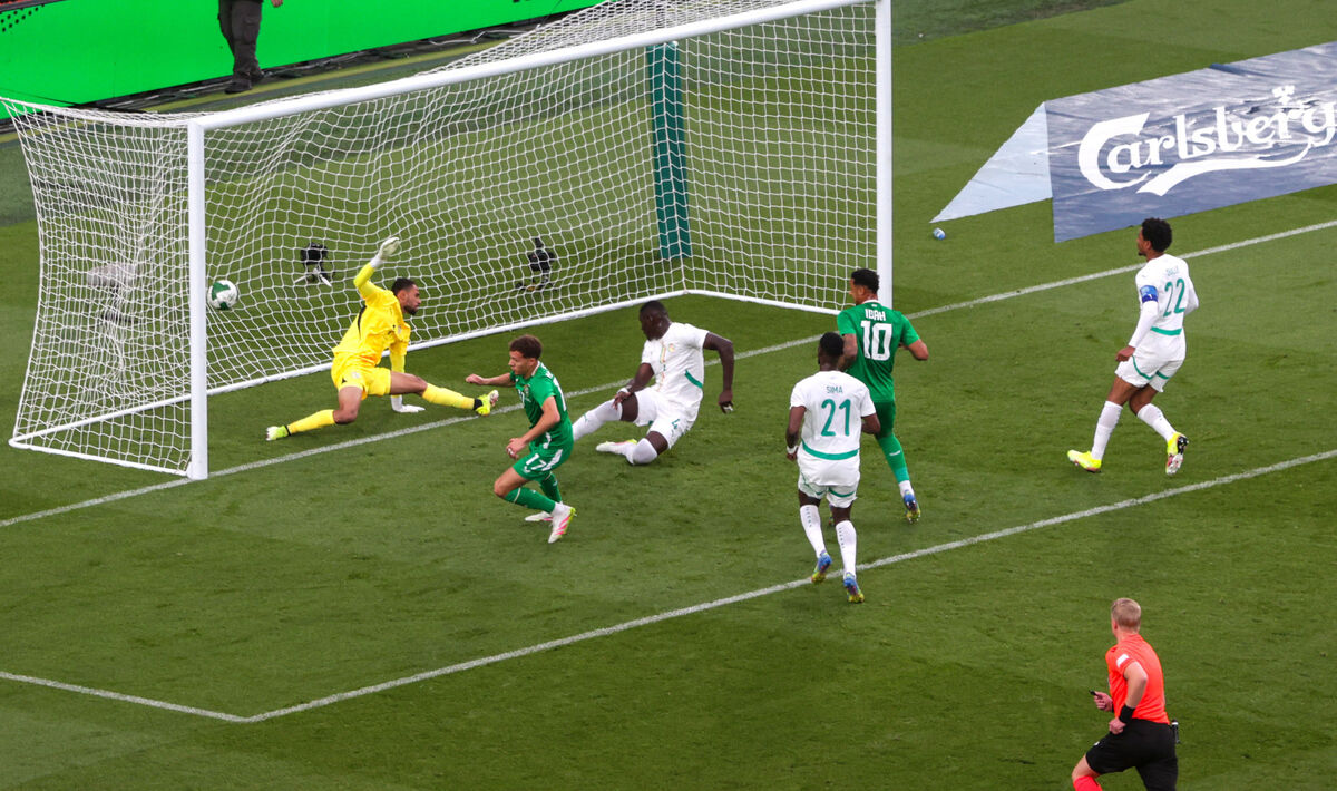 Ireland’s Kasey McAteer scores Ireland's goal against Senegal during their international friendly at the Aviva Stadium, Dublin Friday week ago.