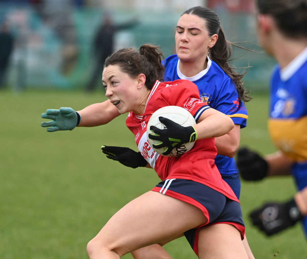 Abbie O'Mahony in action against  Tipperary's Ava Fennessy during the league. She is enjoying one of her best seasons for Cork. Picture: Eddie O'Hare