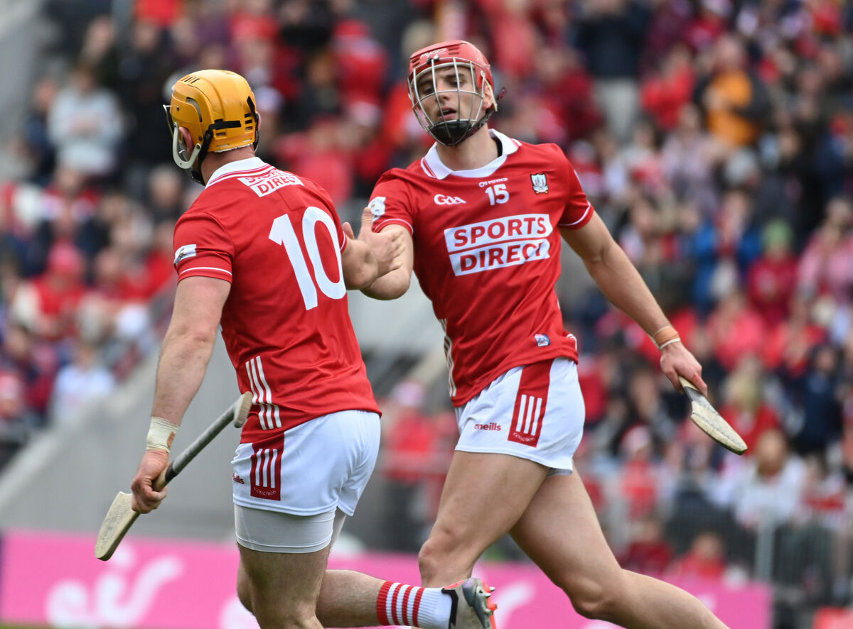 Declan Dalton celebrates his goal with Brian Hayes against Tipperary. Picture: Eddie O'Hare Declan Dalton celebrates his goal with Brian Hayes against Tipperary. Picture: Eddie O'Hare