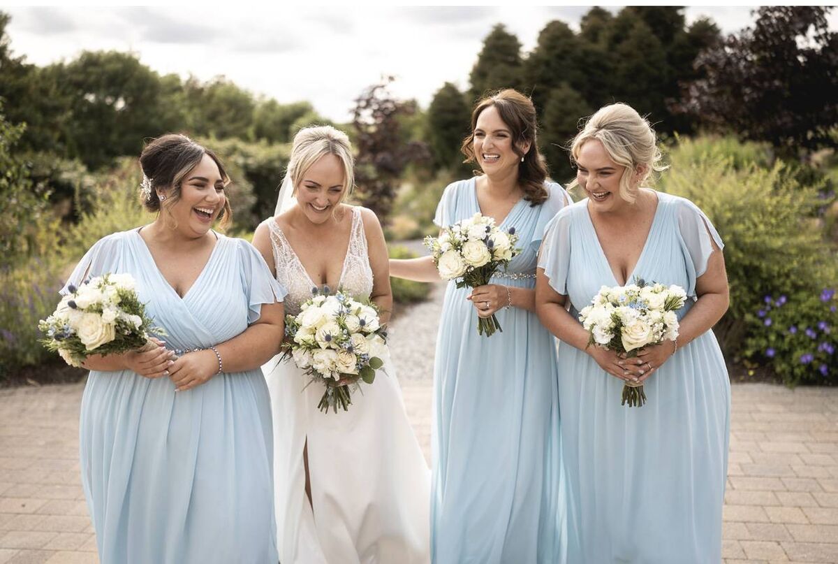 Amy with her bridesmaids. Amy with her bridesmaids.