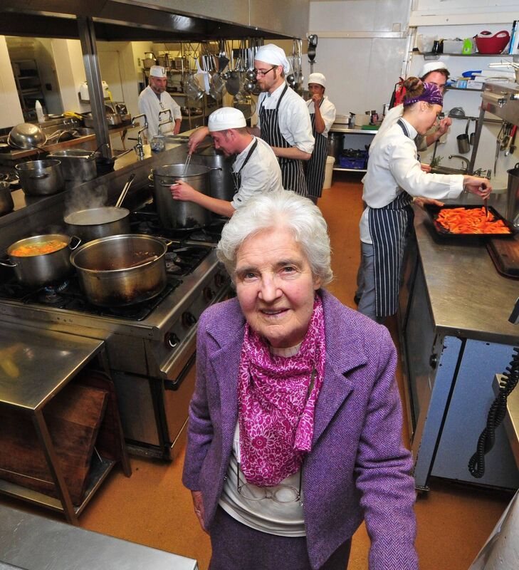 Myrtle Allen pictured in 2013 in the kitchen at Ballymaloe House. Picture: Denis Minihane.