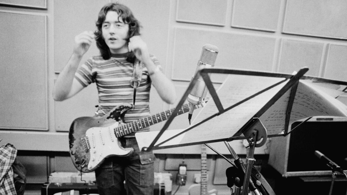 Rory Gallagher recording in studio, back in July 1973. Picture: Michael Putland/Getty Images. Rory Gallagher recording in studio, back in July 1973. Picture: Michael Putland/Getty Images.