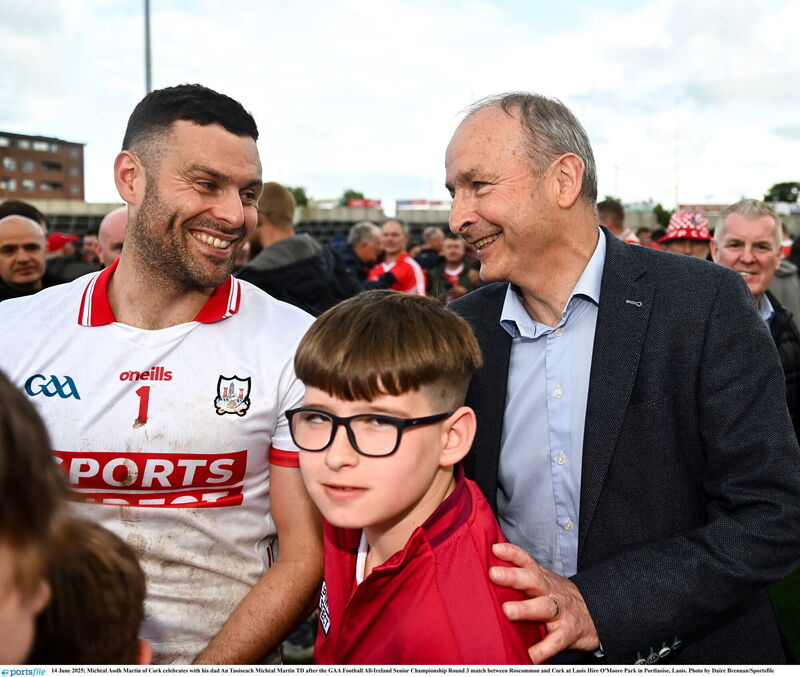 Mícheál Aodh Martin of Cork celebrates with his dad An Taoiseach Mícheál Martin. Picture: Daire Brennan/Sportsfile Mícheál Aodh Martin of Cork celebrates with his dad An Taoiseach Mícheál Martin. Picture: Daire Brennan/Sportsfile