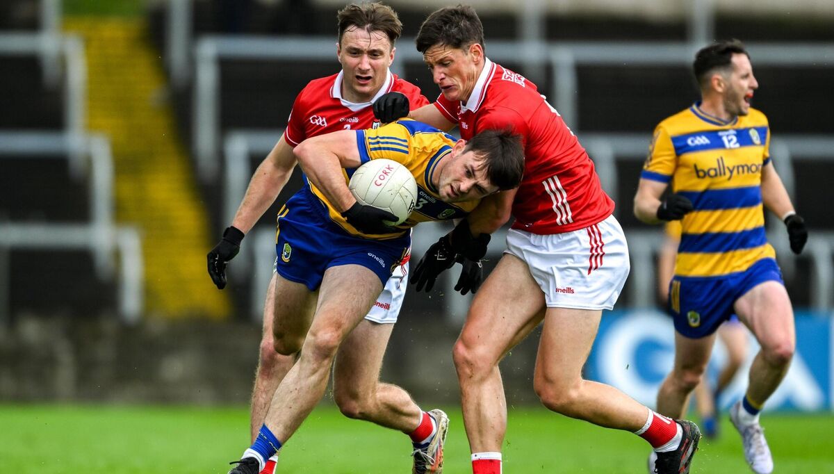 Brian Stack of Roscommon under pressure against Colm O'Callaghan of Cork. Picture: Daire Brennan/Sportsfile Brian Stack of Roscommon under pressure against Colm O'Callaghan of Cork. Picture: Daire Brennan/Sportsfile