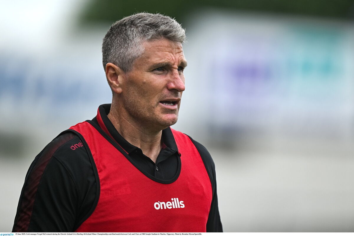 Cork manager Fergal McCormack during Sunday's game. Picture: Brendan Moran/Sportsfile Cork manager Fergal McCormack during Sunday's game. Picture: Brendan Moran/Sportsfile
