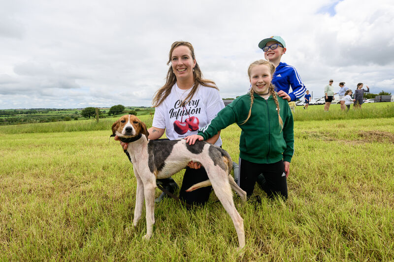  Mary Barrett, Shanakiel, with her children Lewis and Charlotte and the winner of the puppy maiden Lewis Lass. Picture: Dan Linehan