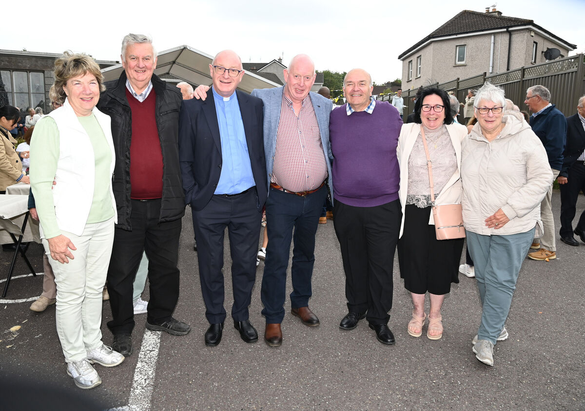 Fr. Charlie Kiely with Noreen and John Daly, his brother Mike, Paul and Nora Eaton and Rose Desmond at the parish picnic celebrating his 25 years in the priest hood at Our Lady Crowned church in Mayfield . Picture: Eddie O'Hare