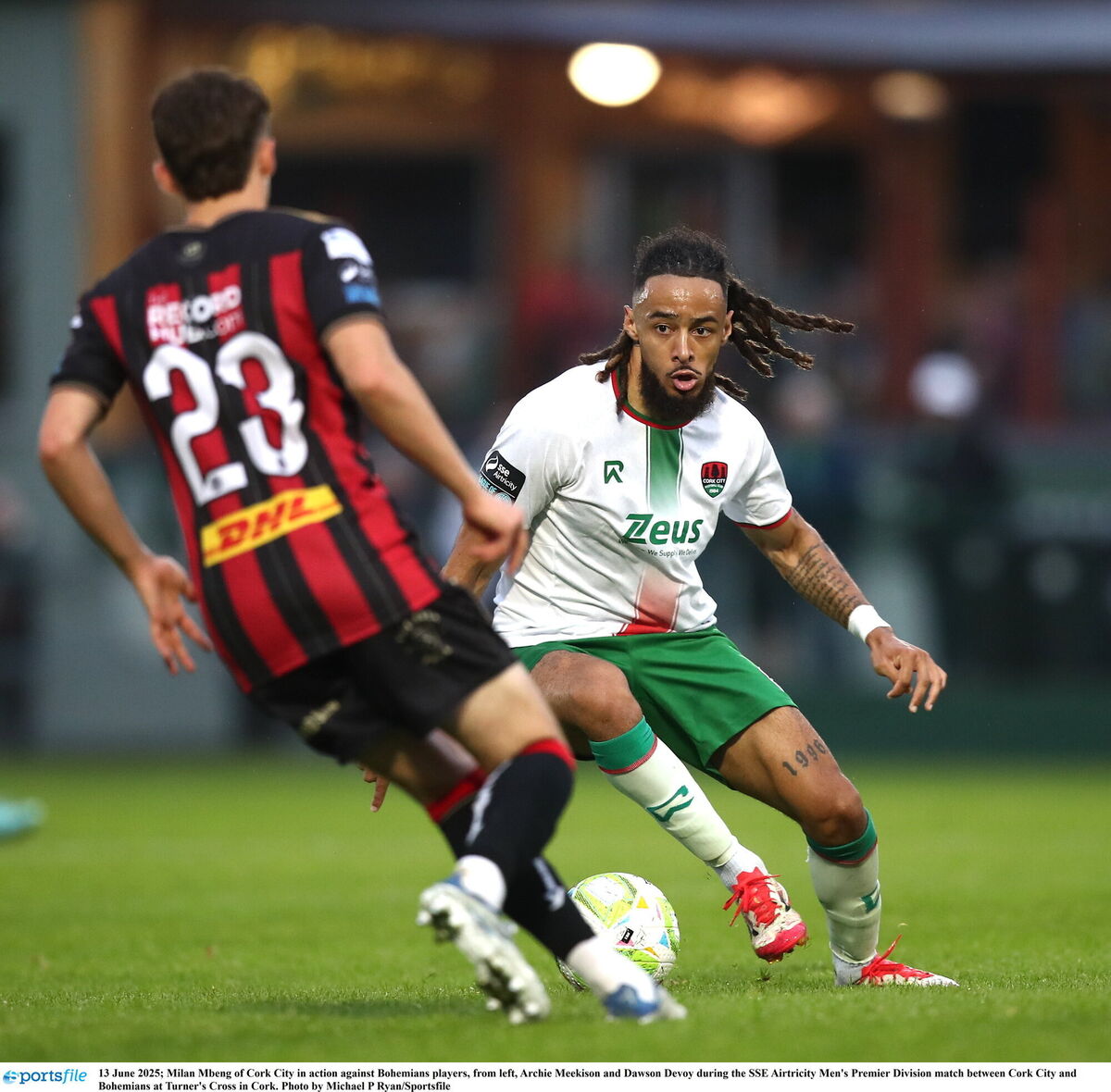 Milan Mbeng of Cork City in action against Bohemians. Picture: Michael P Ryan/Sportsfile