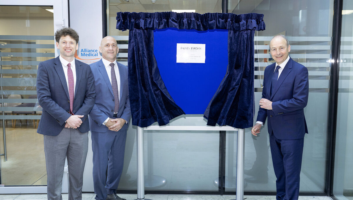 Prof. Éanna Falvey and Dr Joe Jordan with An Taoiseach, Micheál Martin TD, at the official opening. Picture: Gerard McCarthy