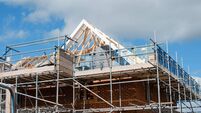 Loading platform made of scaffold system on housing development construction site