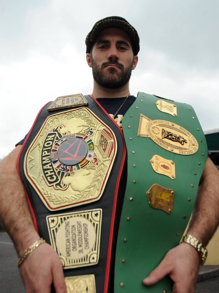 Cork boxer Gary 'Spike' O'Sullivan with the belts. Picture: Eddie O'Hare