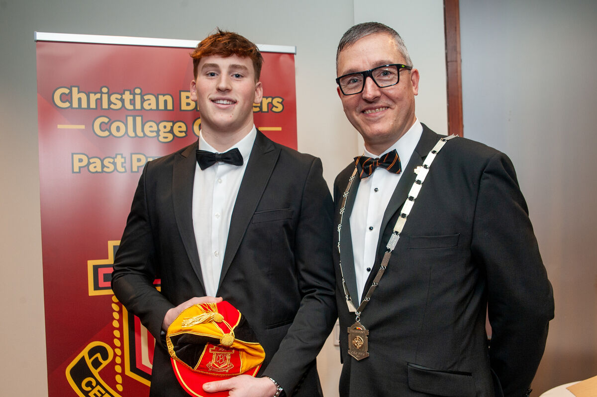 Keith Green, President CBC PPU, with Conor Kennelly when he received his 2024 rugby cap at the CBC PPU Annual Dinner. Picture: Billy macGill Keith Green, President CBC PPU, with Conor Kennelly when he received his 2024 rugby cap at the CBC PPU Annual Dinner. Picture: Billy macGill