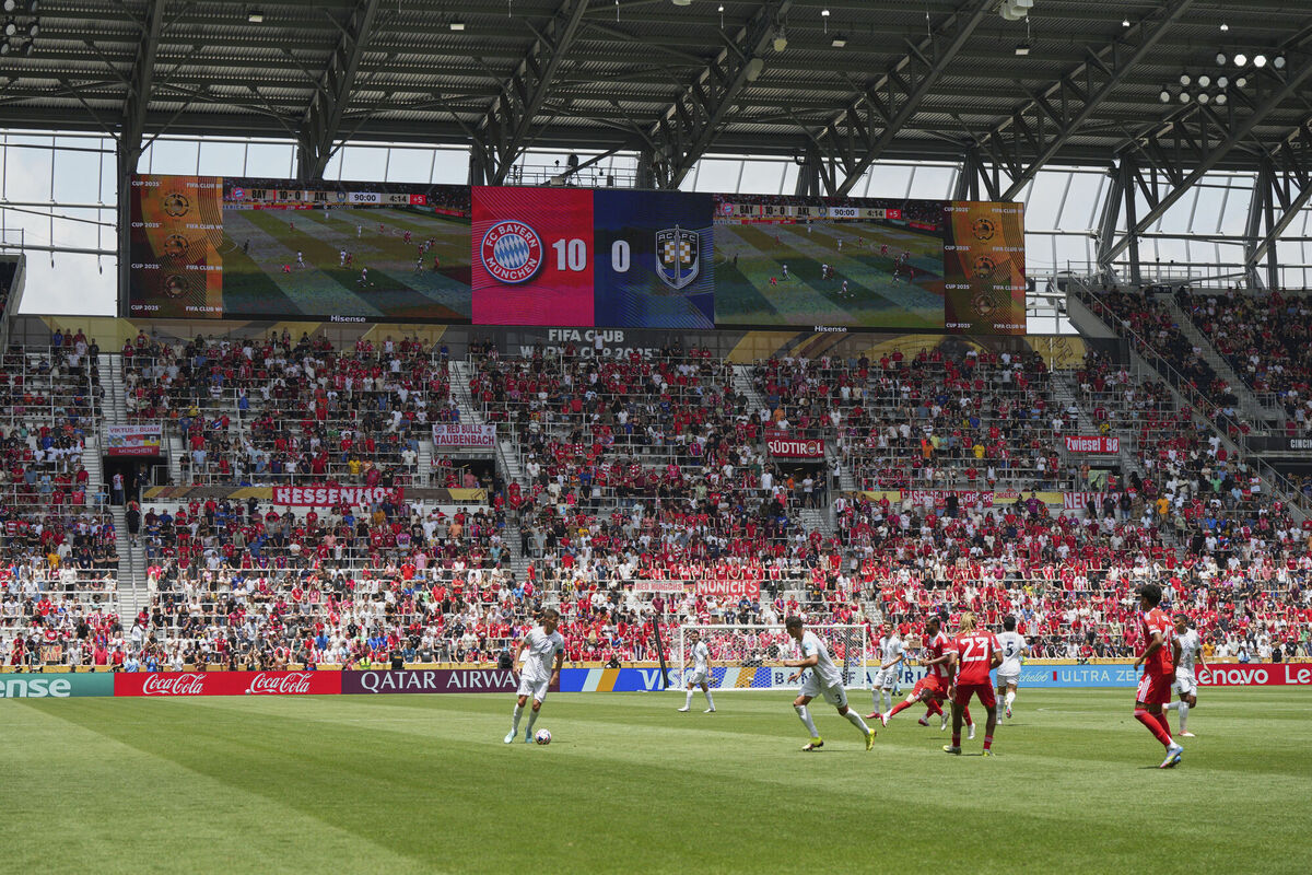 The scoreboard shows Bayern leading 10-0 during the Club World Cup group C match between Bayern Munich and Auckland City in Cincinnati, Picture: AP Photo/Jeff Dean The scoreboard shows Bayern leading 10-0 during the Club World Cup group C match between Bayern Munich and Auckland City in Cincinnati, Picture: AP Photo/Jeff Dean