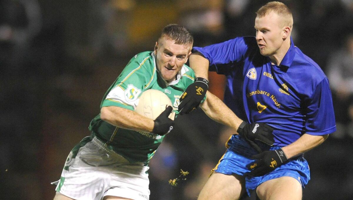 St Vincent's forward John Paul Murphy tackled by St Finbarr's defender Michael Shields. Picture: Des Barry