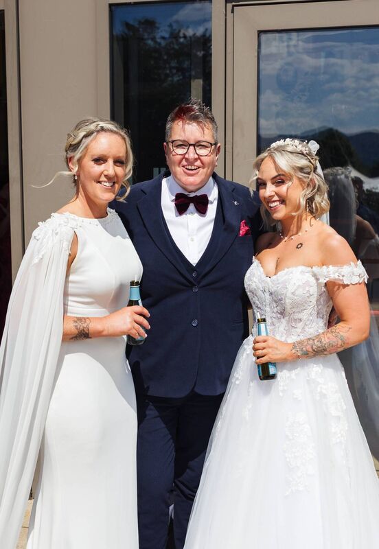 Ciara and Klara with celebrant Sarah Donovan. Sarah read a shared love story about the couple at the ceremony.