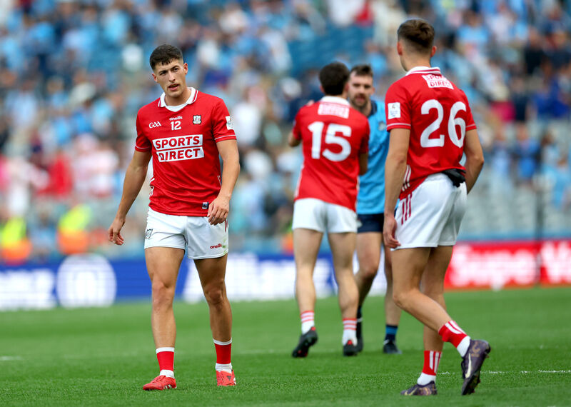 Cork’s Sean McDonnell dejected after the defeat. Cork’s Sean McDonnell dejected after the defeat.
