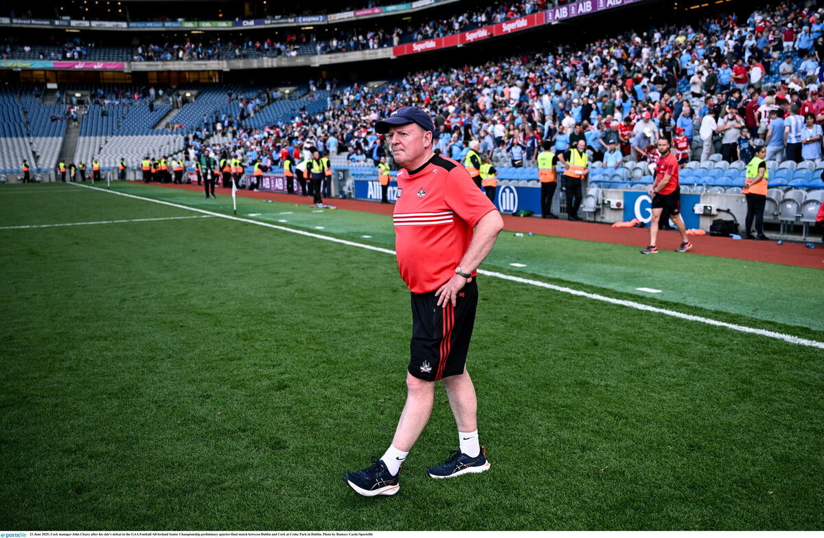 Cork manager John Cleary after his side's defeat to Dublin. Picture: Ramsey Cardy/Sportsfile Cork manager John Cleary after his side's defeat to Dublin. Picture: Ramsey Cardy/Sportsfile