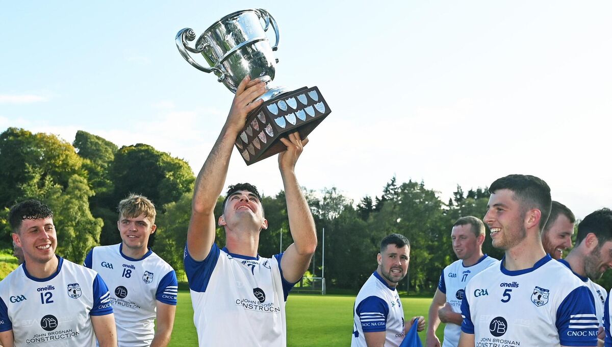 Knocknagree captain Michael Mahoney raises the Tom Creedon Cup after defeating Macroom in 2023. Picture: Eddie O'Hare