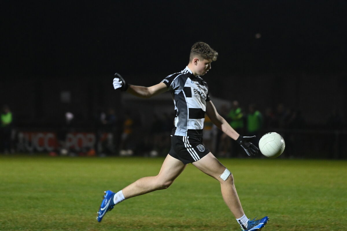 Scott Barrett kicks a point from a free for Donoughmore last year. Picture: Larry Cummins