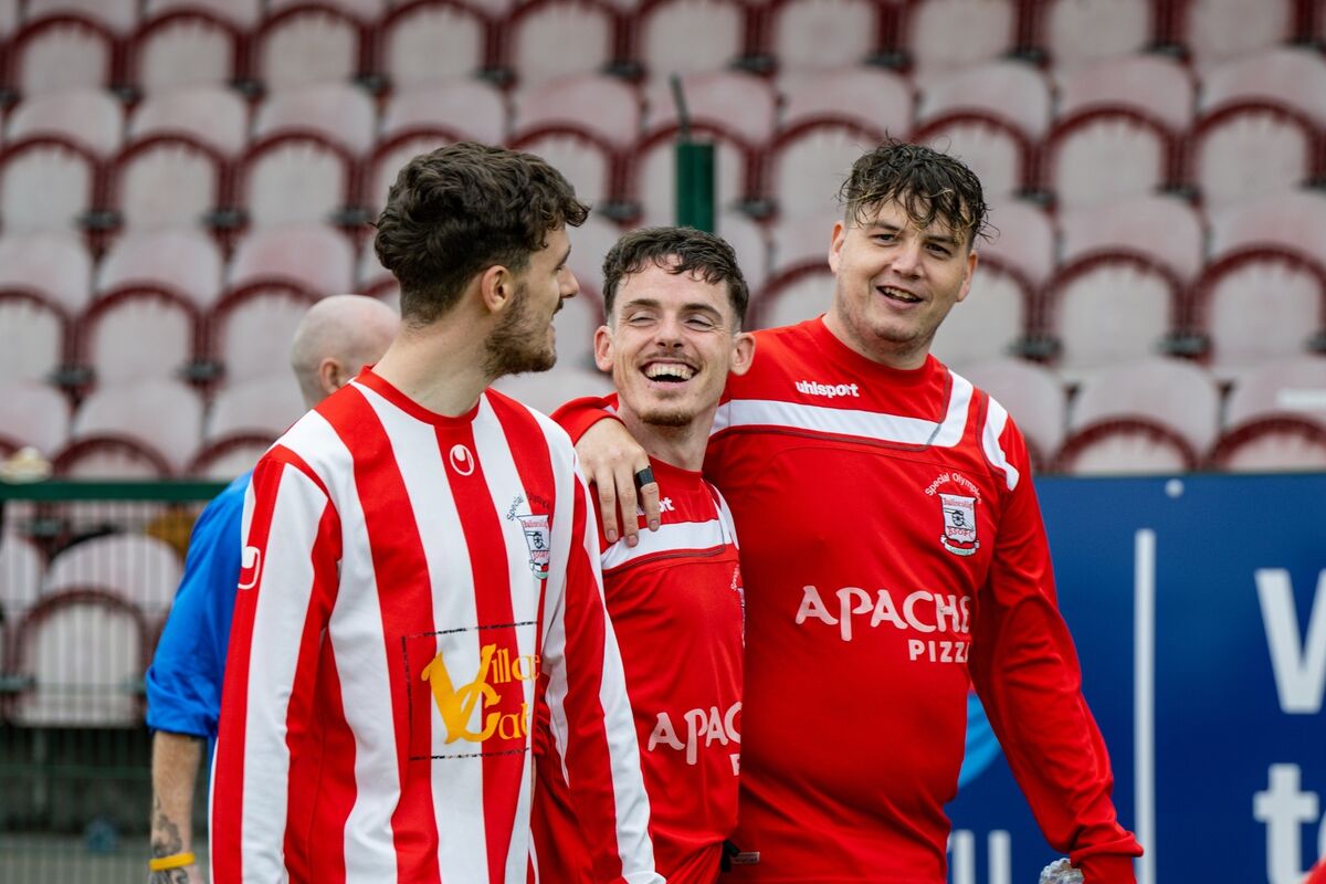 Troy Garvin beams with his Ballincollig teammates as they march in the opening parade at the Special Olympics soccer tournament in MTU. Troy Garvin beams with his Ballincollig teammates as they march in the opening parade at the Special Olympics soccer tournament in MTU.