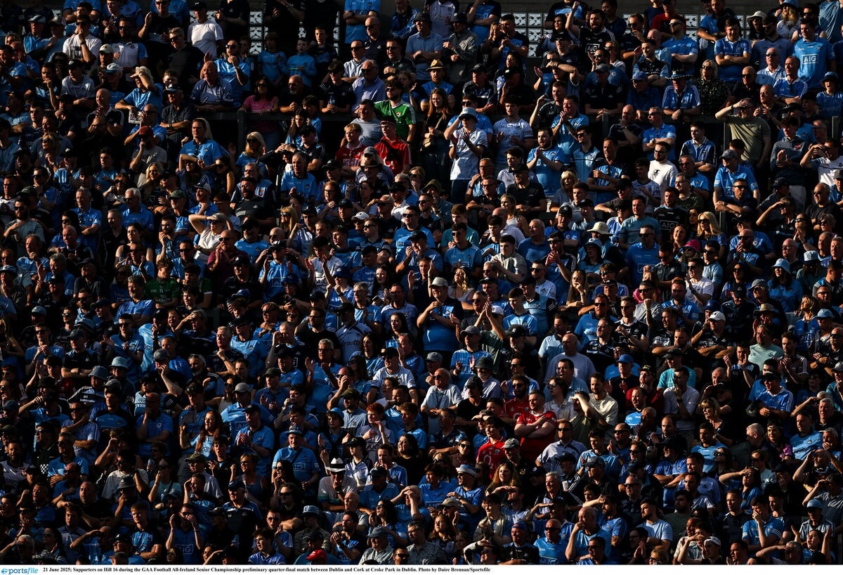 Supporters on Hill 16 during Dublin v Cork last Saturday. Picture: Daire Brennan/Sportsfile Supporters on Hill 16 during Dublin v Cork last Saturday. Picture: Daire Brennan/Sportsfile