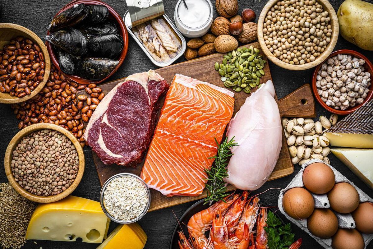 Protein is found in a wide variety of foods including meat, chicken, and fish.
