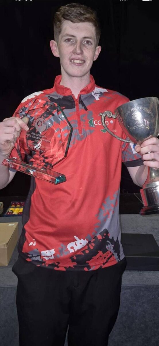 Cork pool hotshot Sean O’Connell-Walsh, who recently won the Men’s Senior All-Ireland Singles and U23 titles at the INEC Arena in Killarney. Cork pool hotshot Sean O’Connell-Walsh, who recently won the Men’s Senior All-Ireland Singles and U23 titles at the INEC Arena in Killarney.