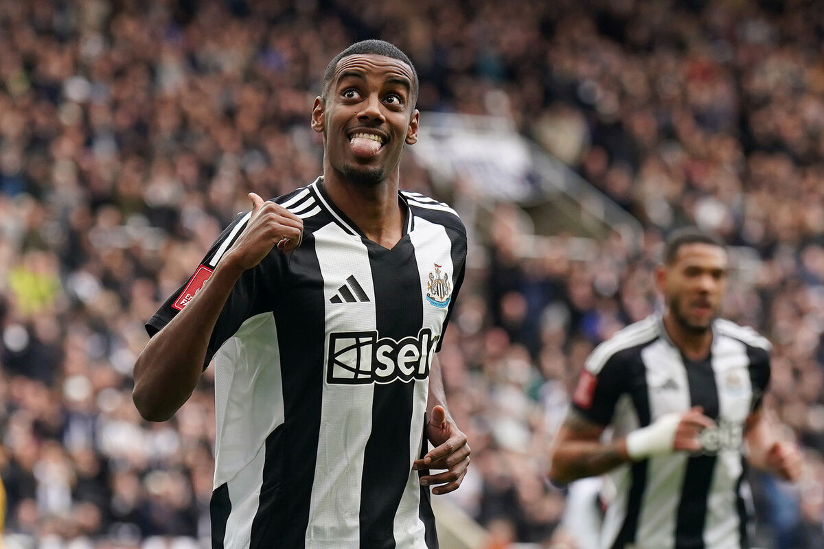 Newcastle United's Alexander Isak celebrates scoring in the FA Cup fifth round match at St James' Park earlier this year.