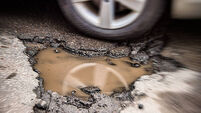 Large pothole in Montreal, Canada.