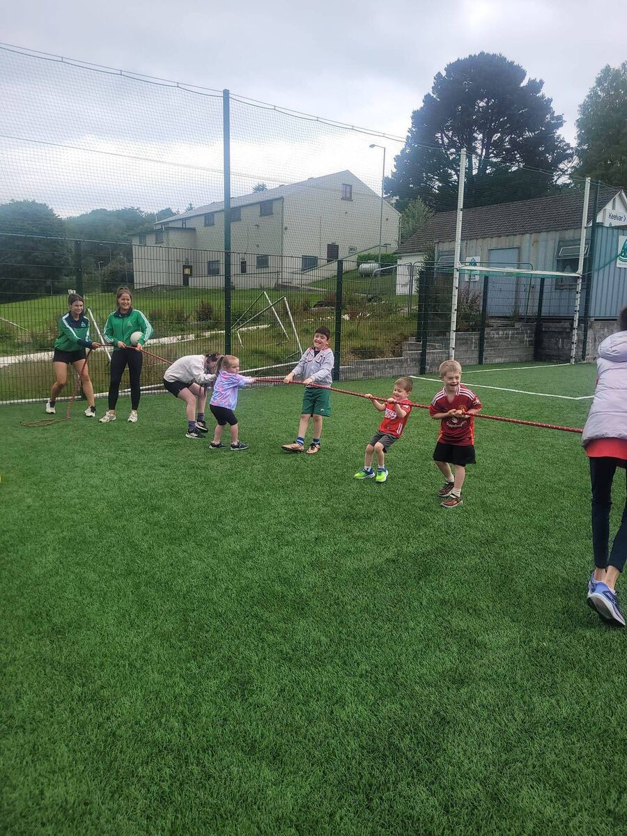 Valley Rovers GAA For All players engage in a tug-of-war. Valley Rovers GAA For All players engage in a tug-of-war.