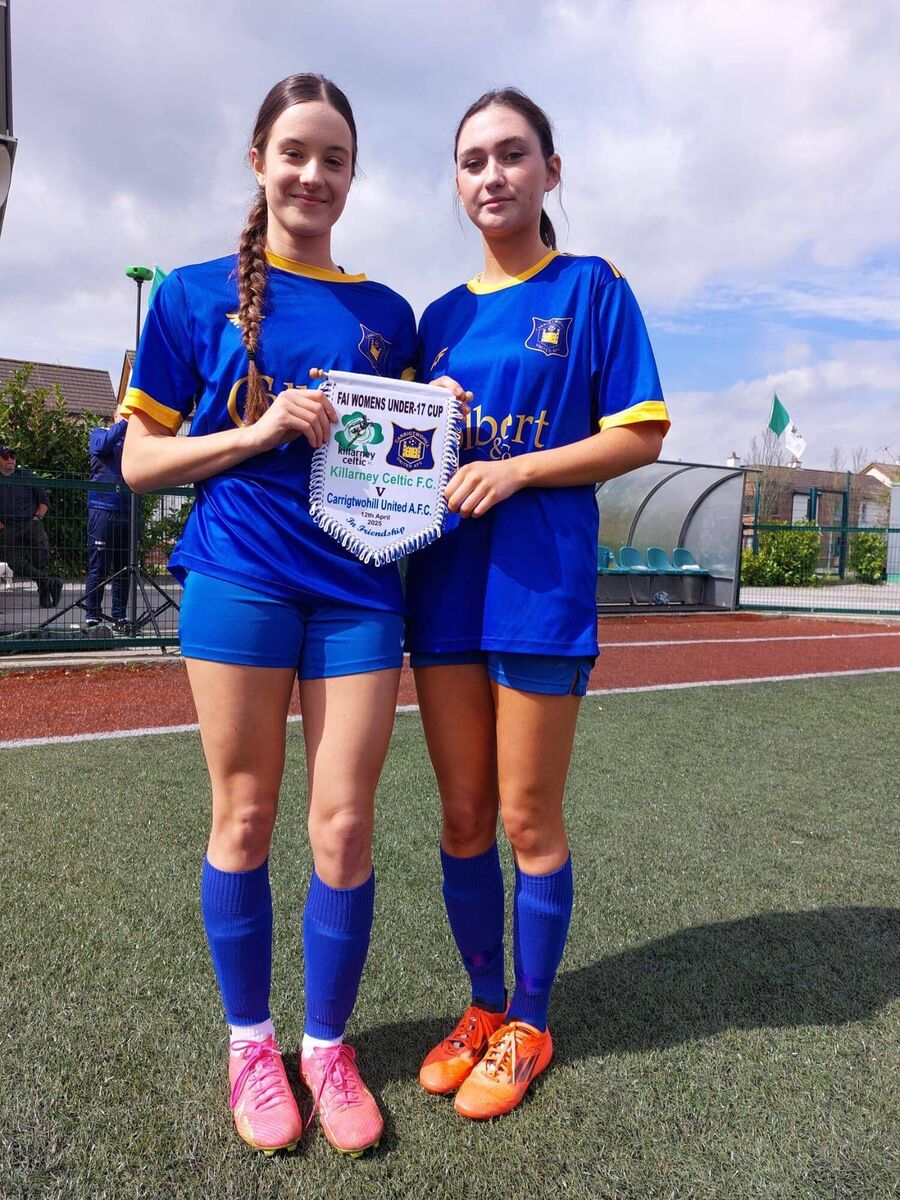 Carrigtwohill captains Kinga Prajsnar and Amelia Sheehan, ahead of their National Cup game against Killarney. 