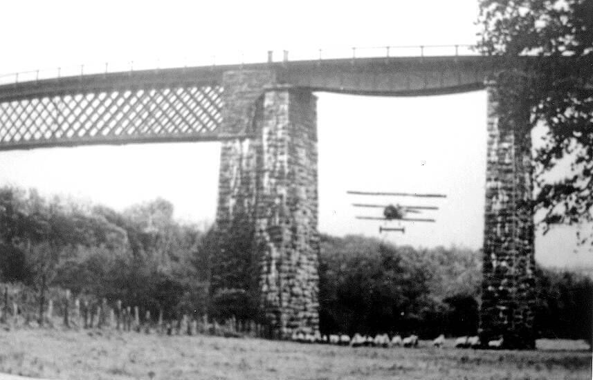  /A scene from "The Blue Max" as a plane flies under an arch of Fermoy Viaduct