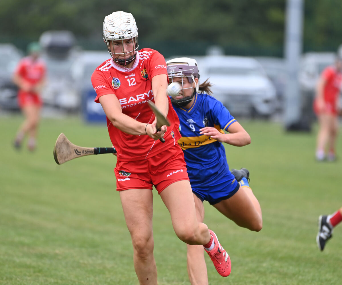 Cork's Niamh McNabola shoots from Tipperary's Grace Moloney during the under 23 All-Ireland camogie semi final at Castle Road, Cork on Saturday. Picture: Eddie O'Hare