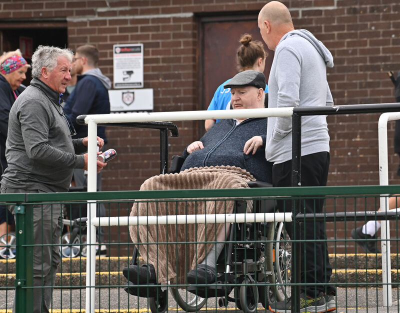  Midleton Chairman John Fenton chatting to the great Kevin Hennessy prior to their team's clash with Killeagh in the RedFM hurling league division 2 match at Midleton. Picture: Dan Linehan