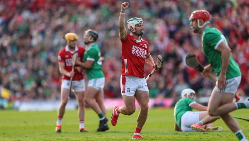 Cork's Shane Kingston celebrates a point in the Munster SHC final against Limerick. Picture: Inpho/James Crombie