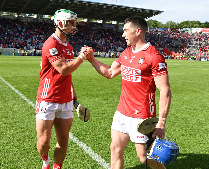 Cork's Shane Kingston and Sean O'Donoghue after defeating Waterford at SuperValu Páirc Uí Chaoimh in May. Picture: Eddie O'Hare