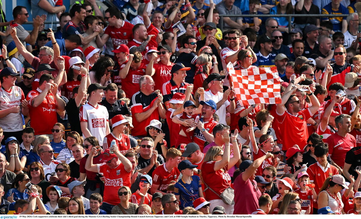 Cork supporters celebrate during last year's Munster SHC win over Tipperary. Picture: Brendan Moran/Sportsfile