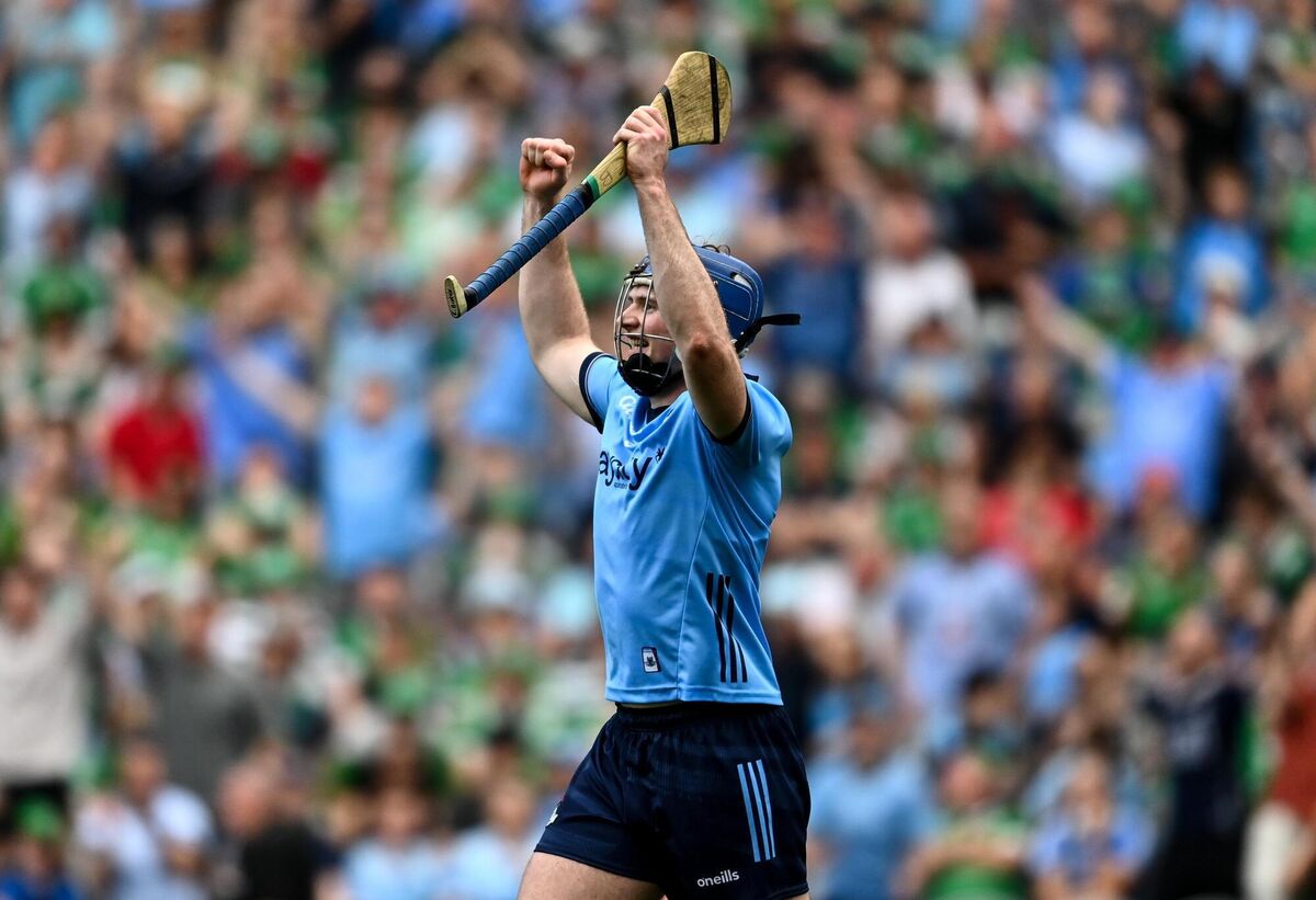 Conor Burke of Dublin celebrates at the final whistle of the GAA Hurling All-Ireland Senior Championship quarter-final match between Dublin and Limerick at Croke Park in Dublin. Picture: Daire Brennan/Sportsfile