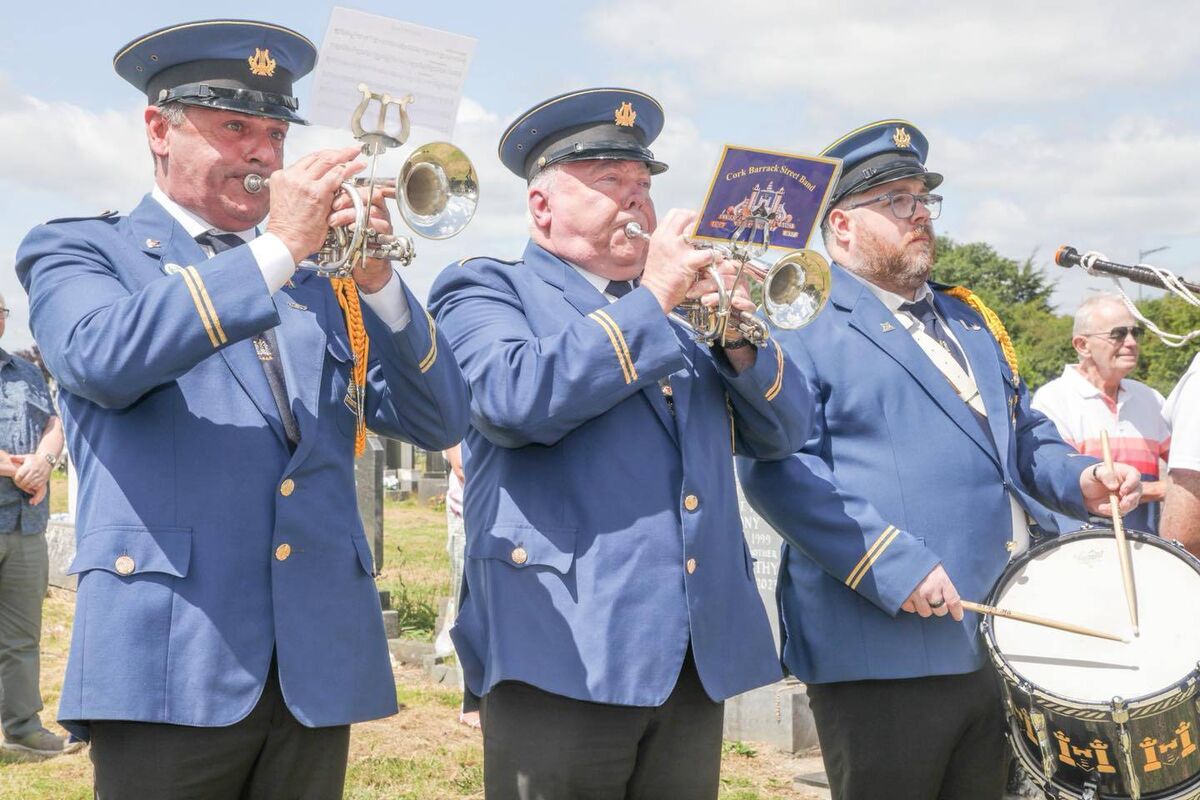 Cork Barrack Street Band members, Billy, Paddy and Greg performing at the commemorative event for Air India crash victims at St Michael’s Cemetery last week. Cork Barrack Street Band members, Billy, Paddy and Greg performing at the commemorative event for Air India crash victims at St Michael’s Cemetery last week.