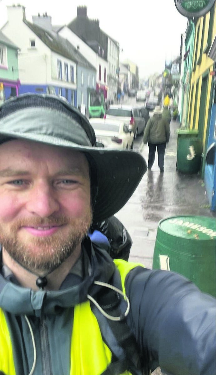 MISSION ACCOMPLISHED: Finbarr Buttimer arriving at his destination in Dingle