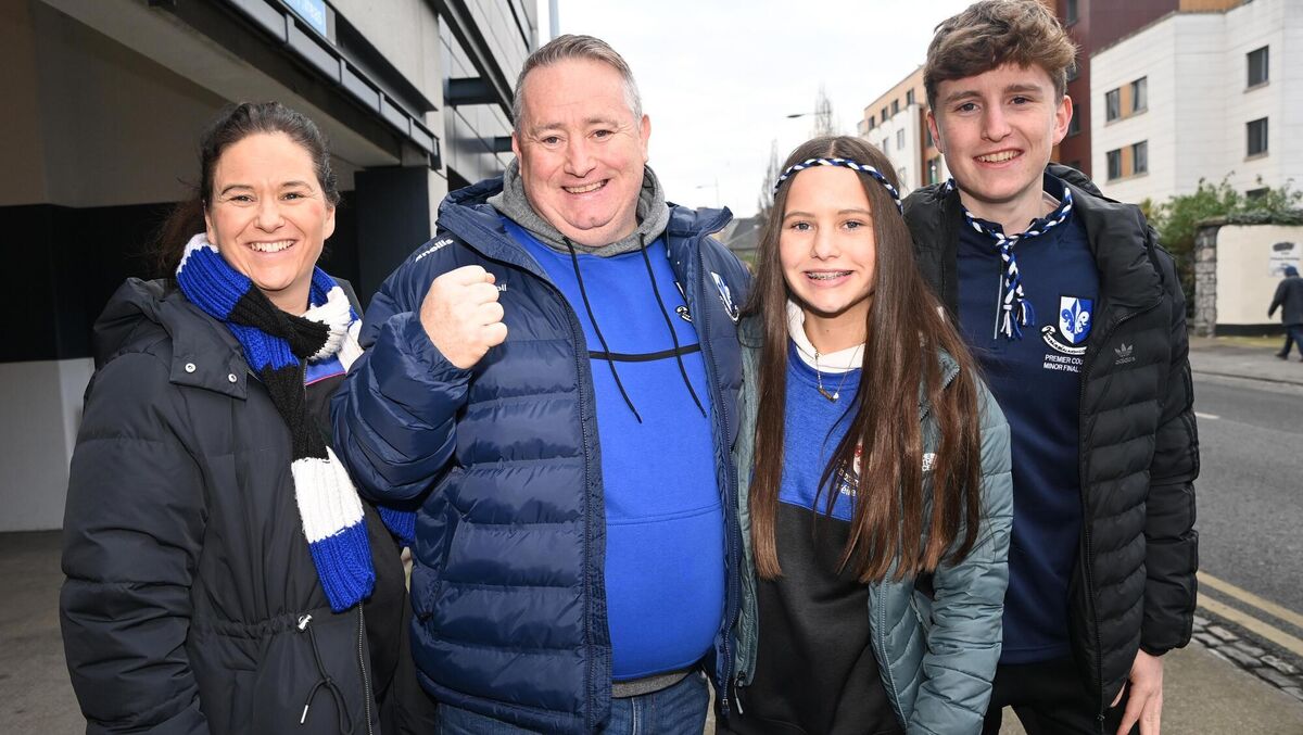 Pat Ryan with his wife Trish and children Daniel and Aisling prior to the AIB All-Ireland Club SHC final against Na Fianna at Croke Park in January. Picture: Eddie O'Hare
