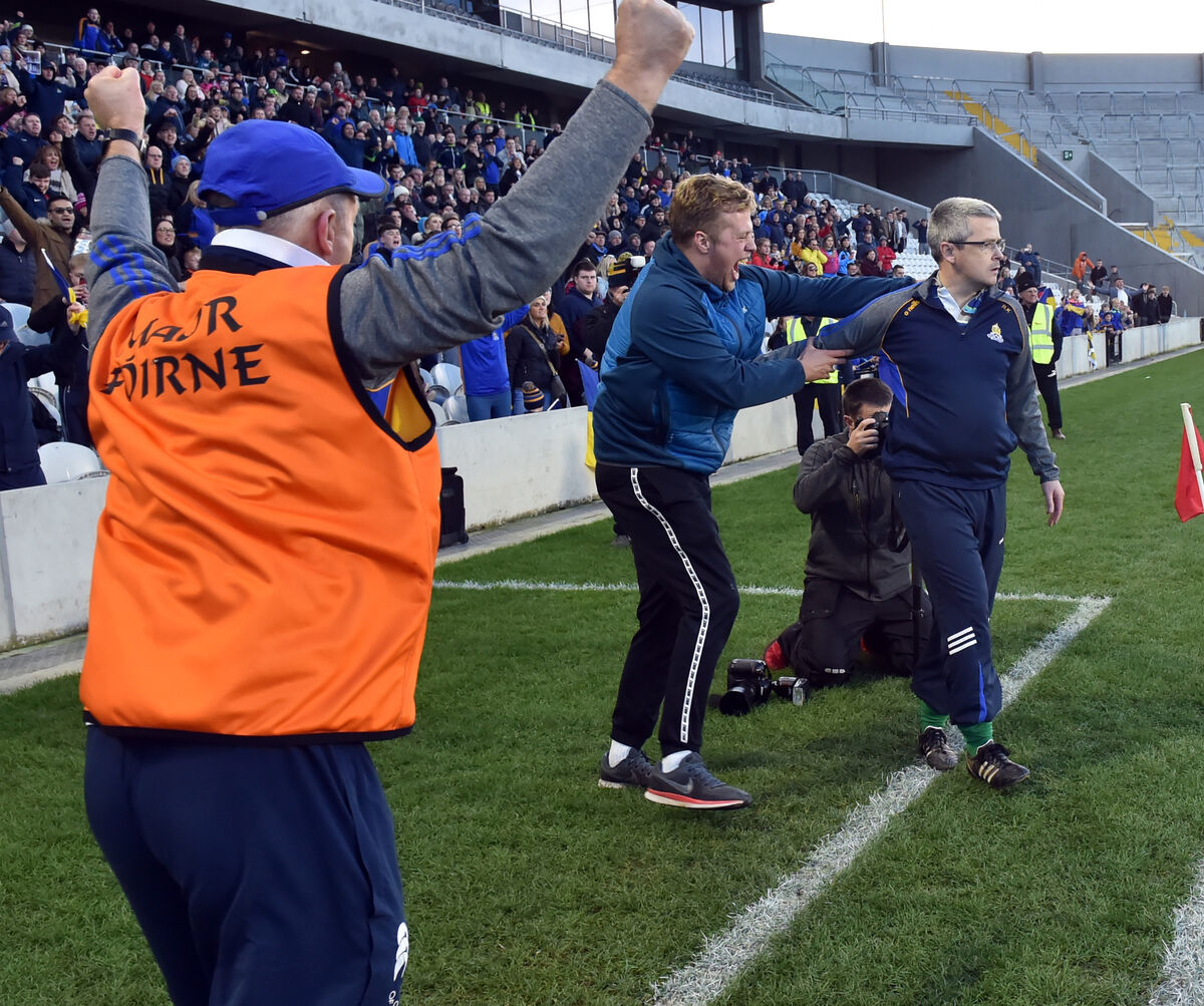 St Finbarr's manager Ray Keane being congratulated after winning the Cork SFC title in 2018. Picture: Eddie O'Hare